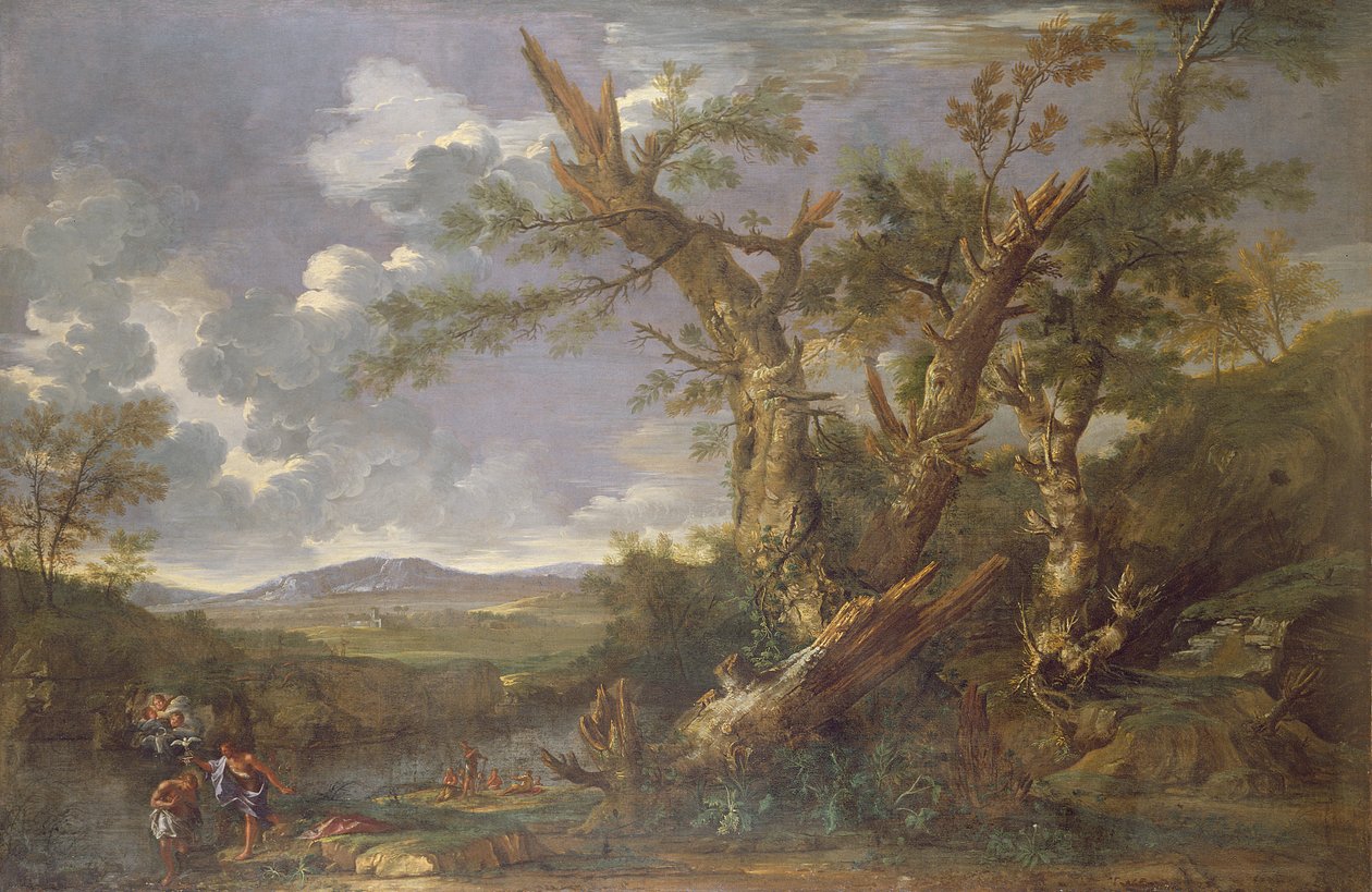 Maisema Jordanin kasteella tekijältä Salvator Rosa
