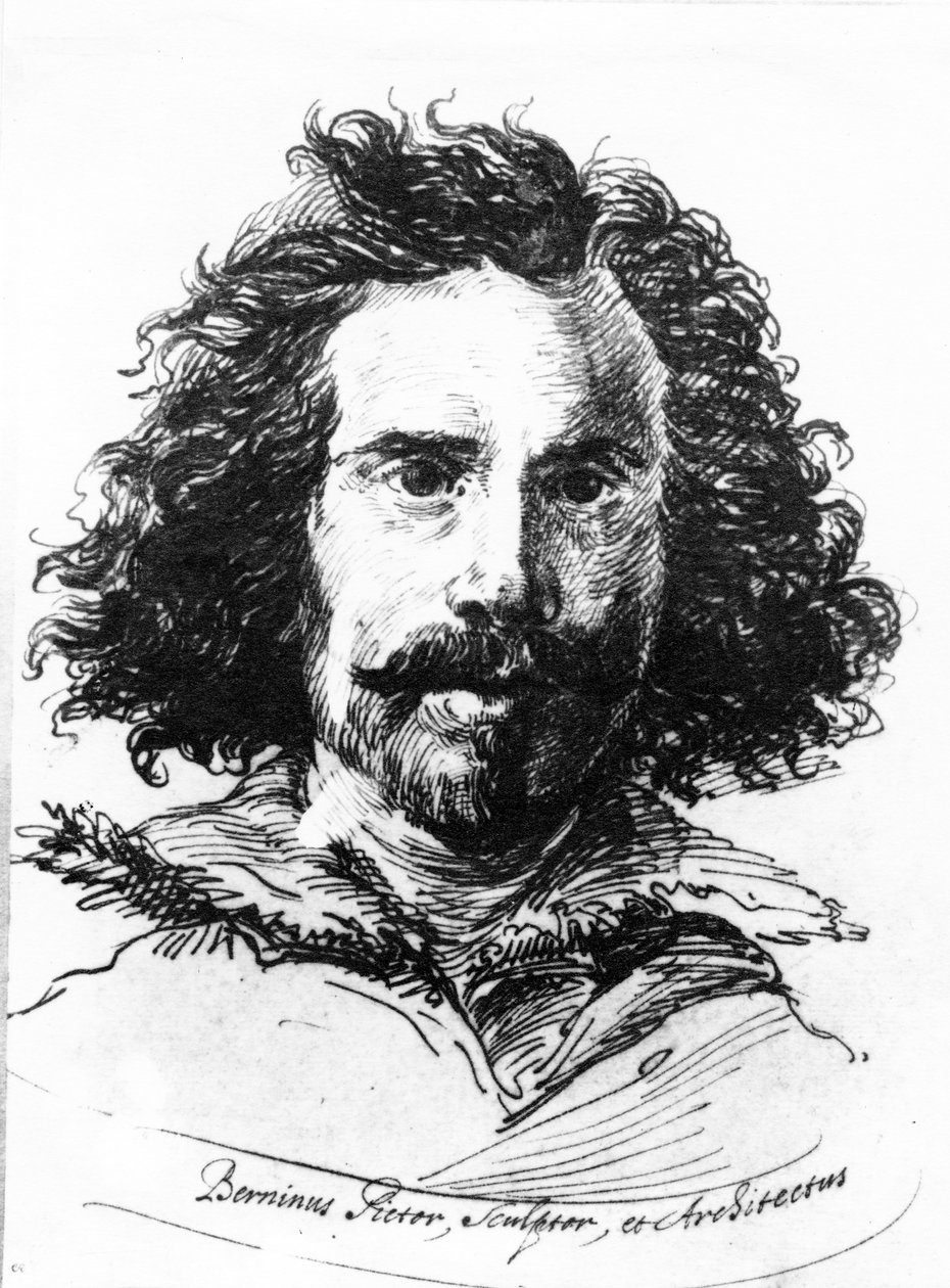 Giovanni Lorenzo Berninin muotokuva, James Basiren printti, 1764 (etsaus mezzotintilla) tekijältä Salvator Rosa