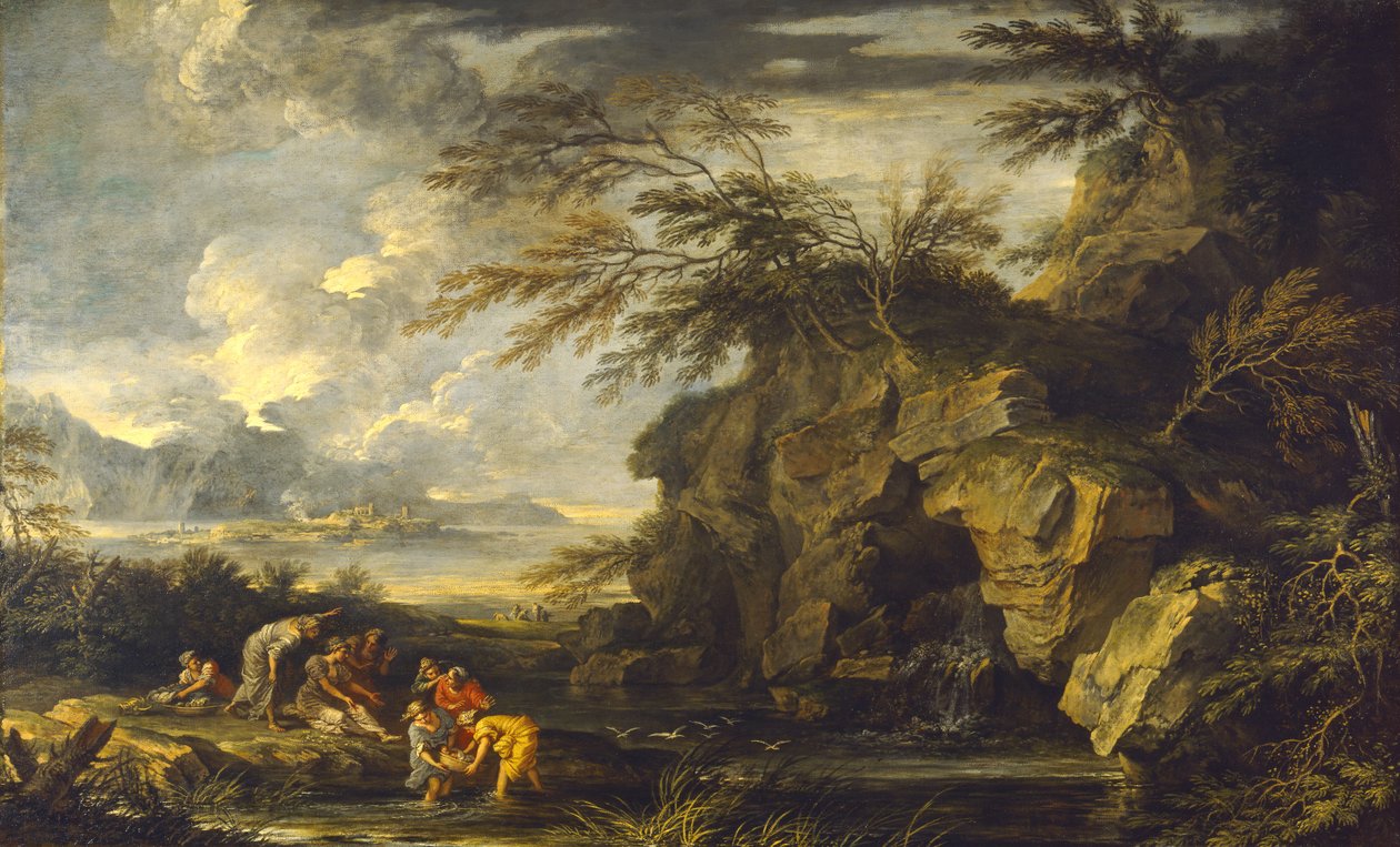 Mooseksen löytö, n. 1660-1665 tekijältä Salvator Rosa