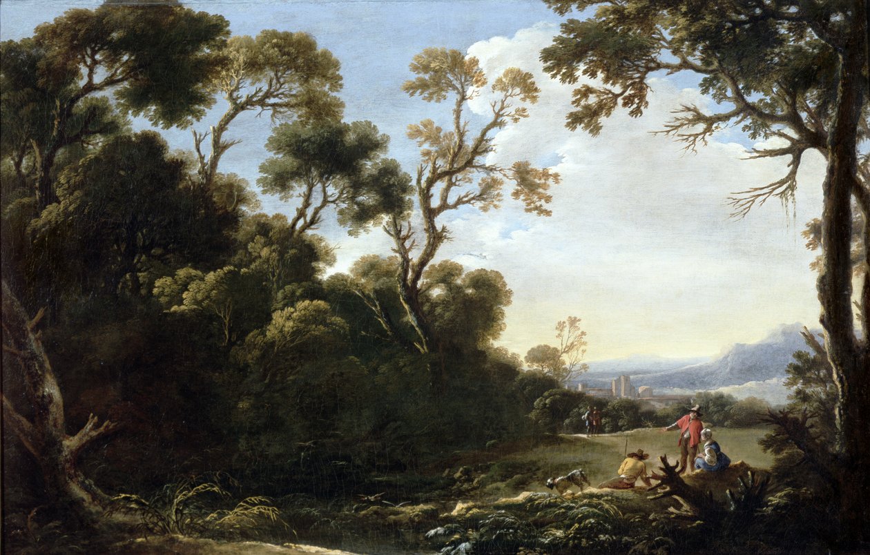 Metsäinen maisema tekijältä Salvator Rosa