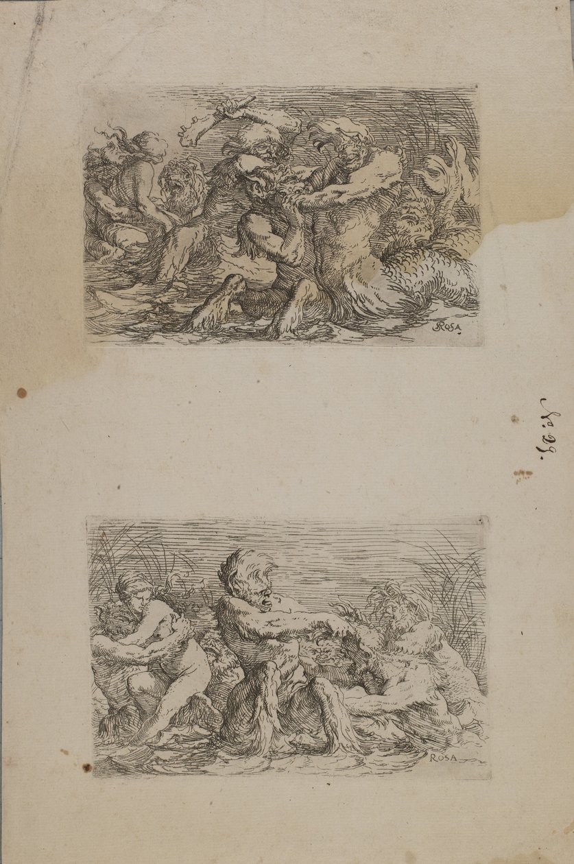 (Figuurisarja) River Gods Battling (Jokijumalat taistelevat) tekijältä Salvator Rosa