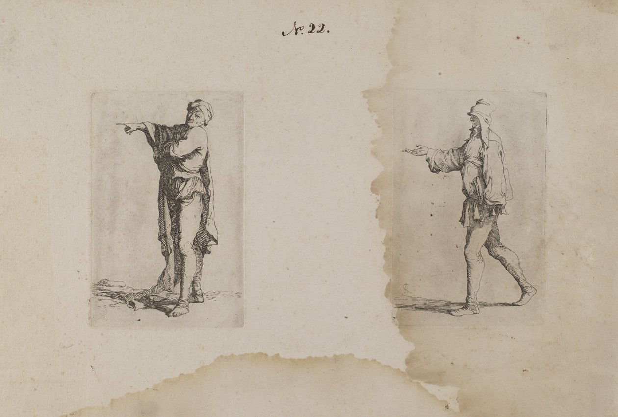 (Figuurisarja) Seisova mies, joka osoittaa vasemmalle tekijältä Salvator Rosa
