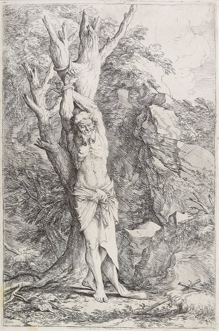 Albert, (kärsimässä itse määräämästään katumusharjoituksesta) tekijältä Salvator Rosa