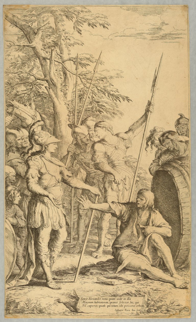 Aleksanteri vierailee Diogenessa tekijältä Salvator Rosa