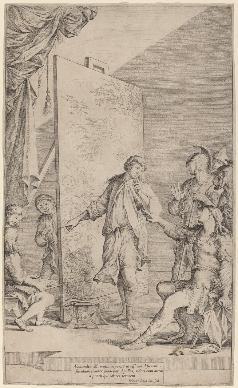 Aleksanteri Apellesin studiossa tekijältä Salvator Rosa