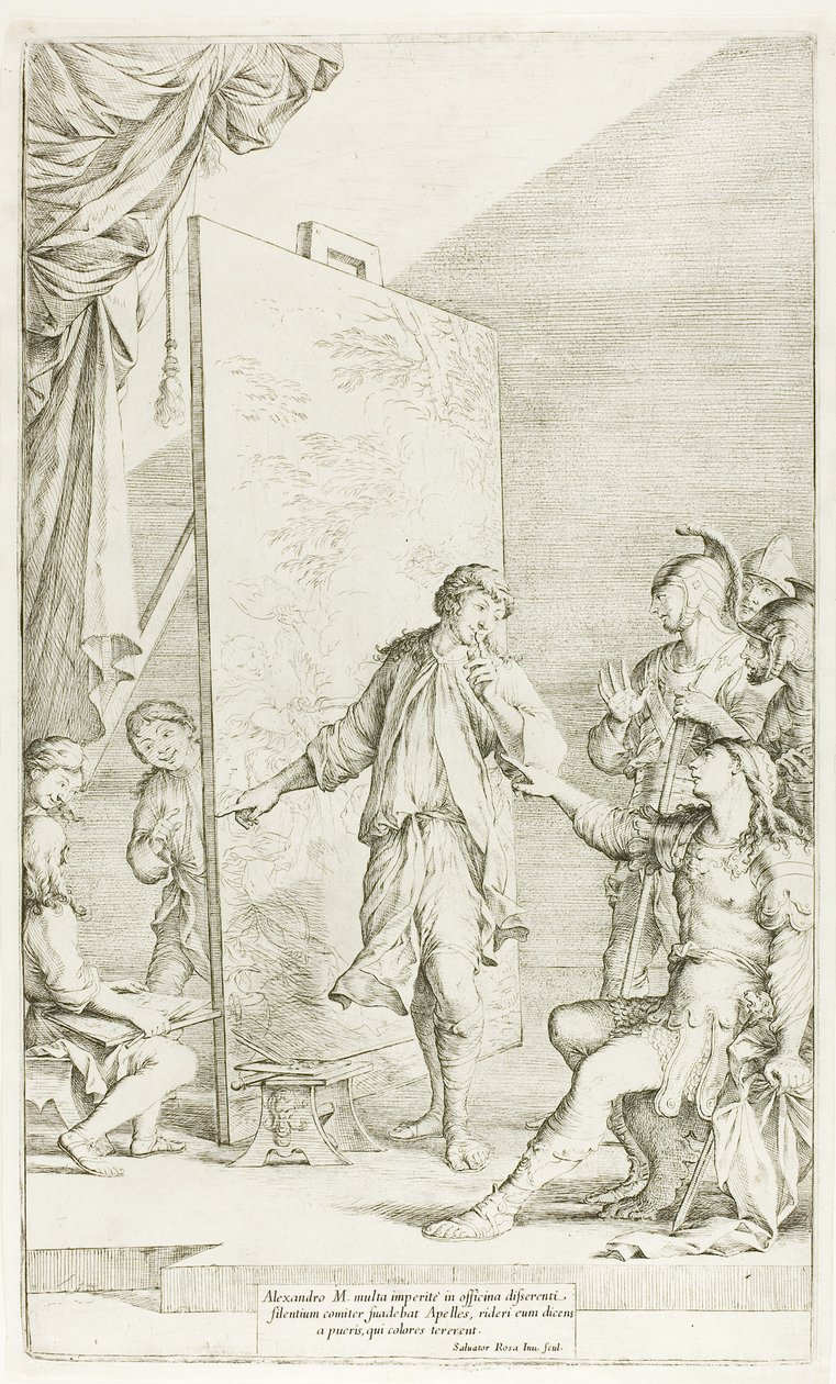 Aleksanteri Apellesin studiossa tekijältä Salvator Rosa