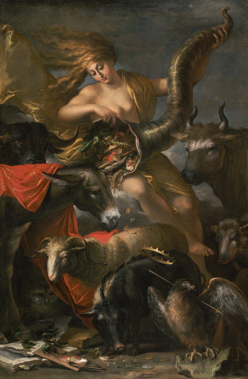 Onnen allegoria, n. 1658-1659 tekijältä Salvator Rosa