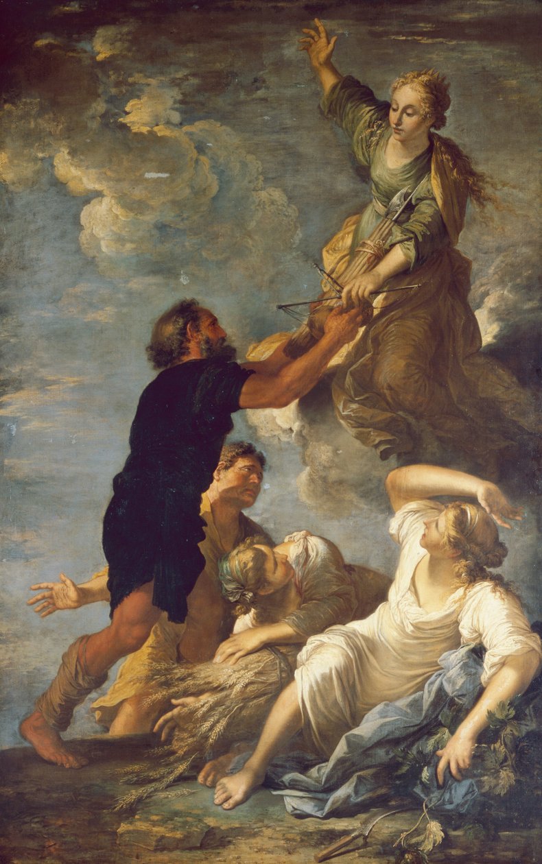 Astraea Leaves the Earth, n. 1665 (öljy kankaalle) tekijältä Salvator Rosa