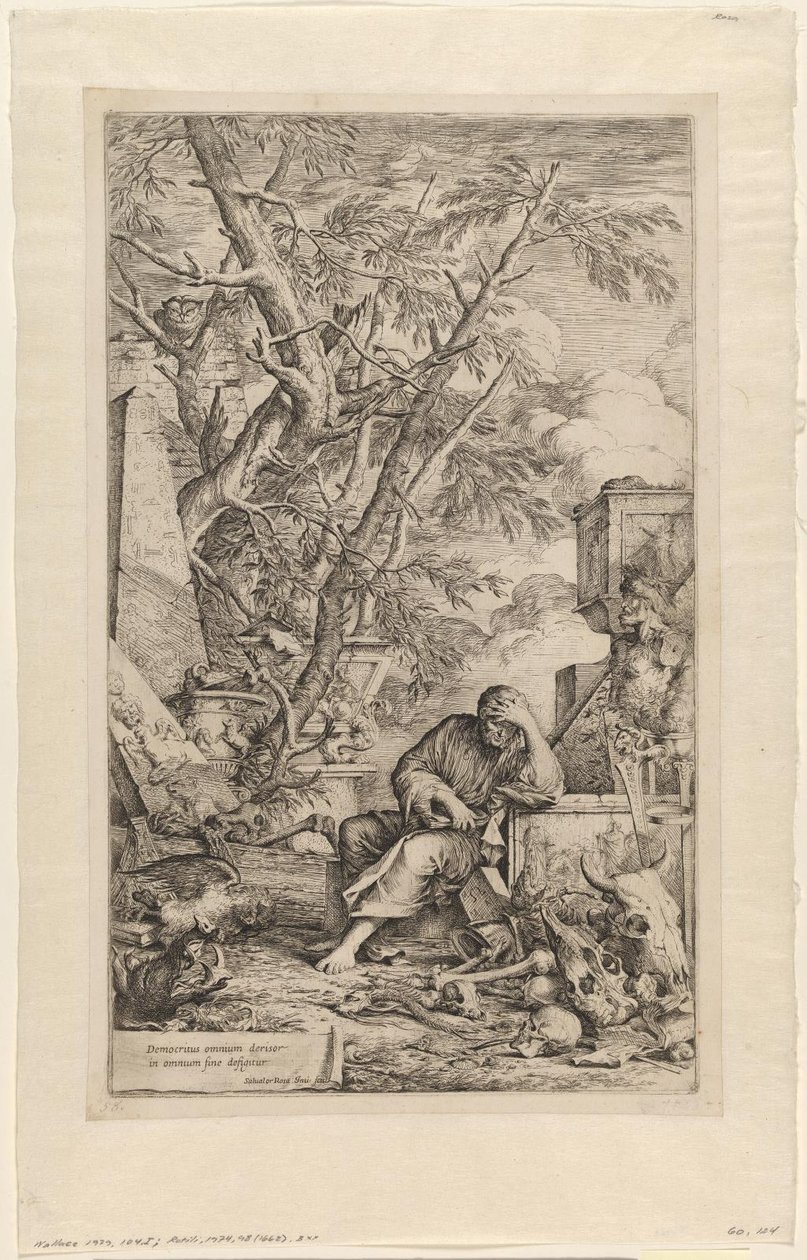 Demokritos meditaatiossa tekijältä Salvator Rosa
