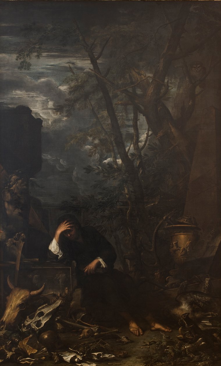 Demokritus meditaatiossa tekijältä Salvator Rosa