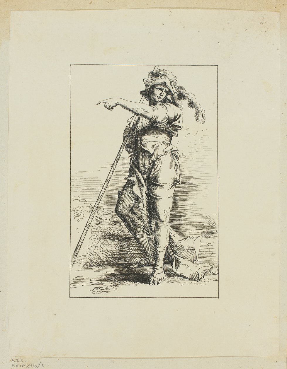 Kuvassa Staff Pointing tekijältä Salvator Rosa