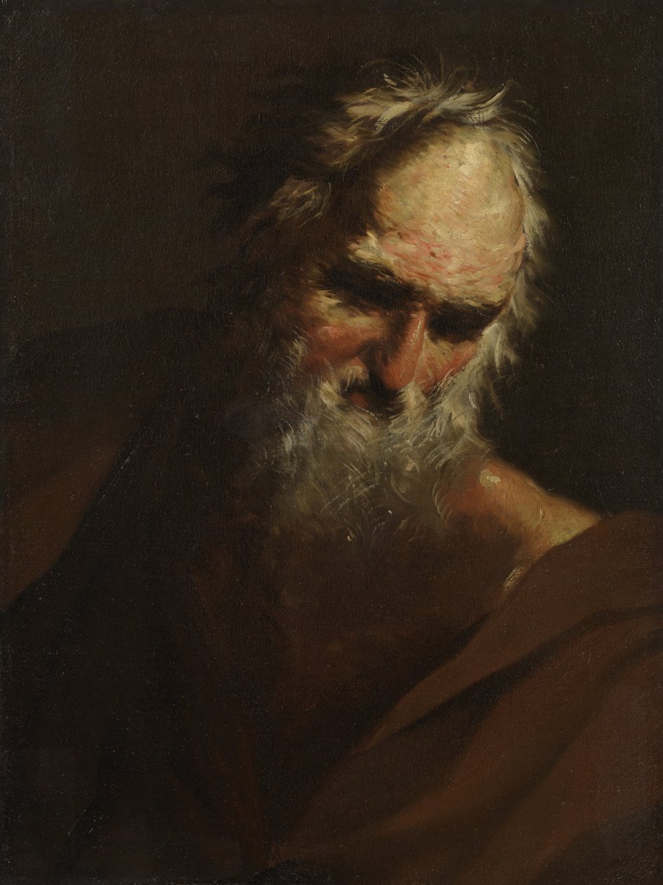 Parrakkaan miehen pää, n. 1640-1680 tekijältä Salvator Rosa