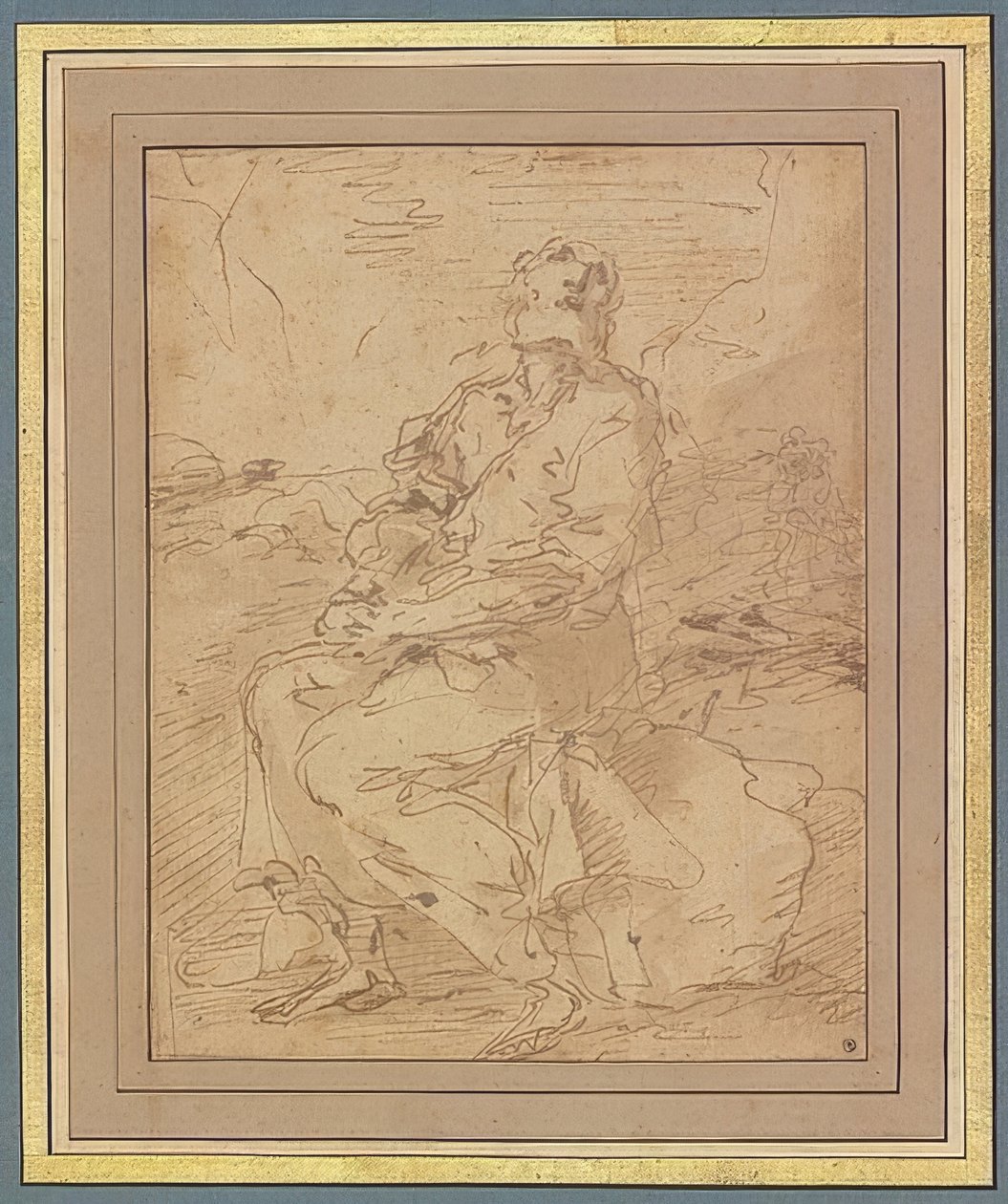Pyhä Franciscus, luonnos. 1649-60 tekijältä Salvator Rosa