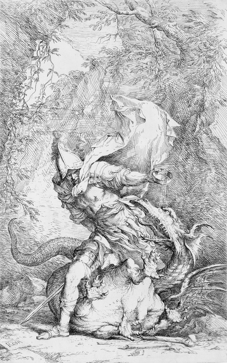 Jason ja lohikäärme, n. 1663-64. tekijältä Salvator Rosa