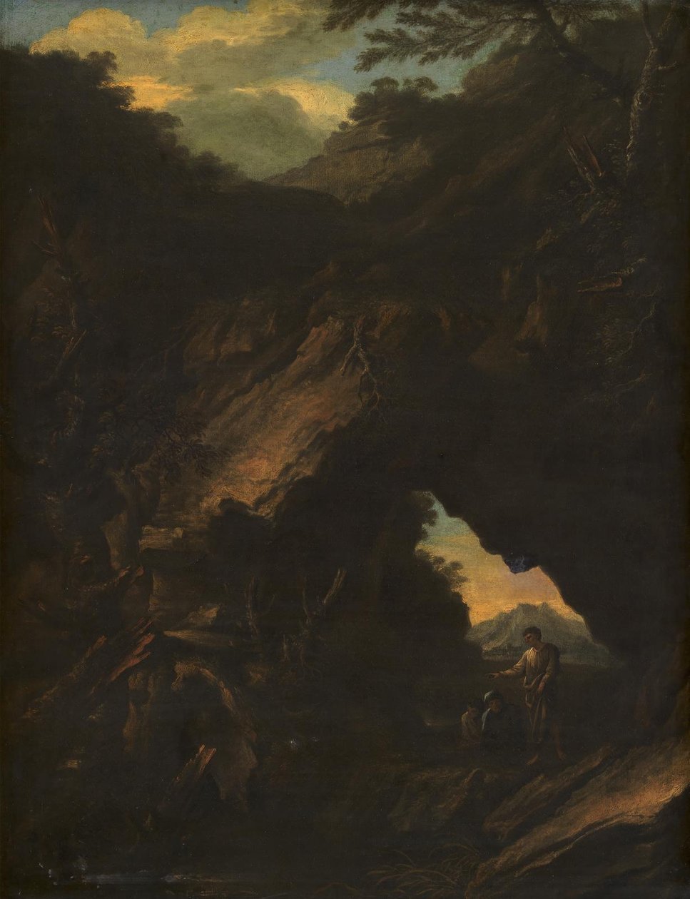 Maisema "Arco Naturalen" kanssa tekijältä Salvator Rosa