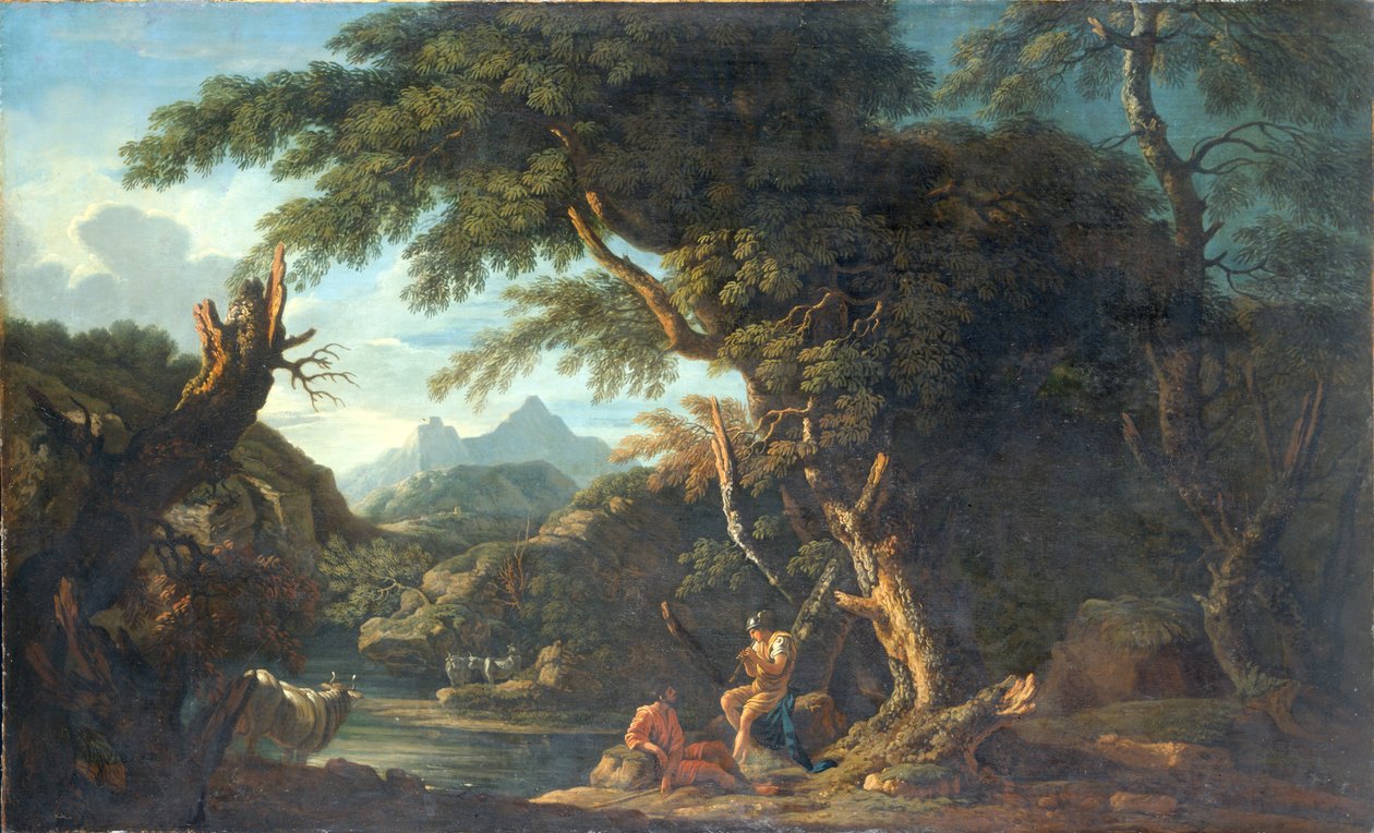 "Mercury ja metsämies", 1635-1673 tekijältä Salvator Rosa