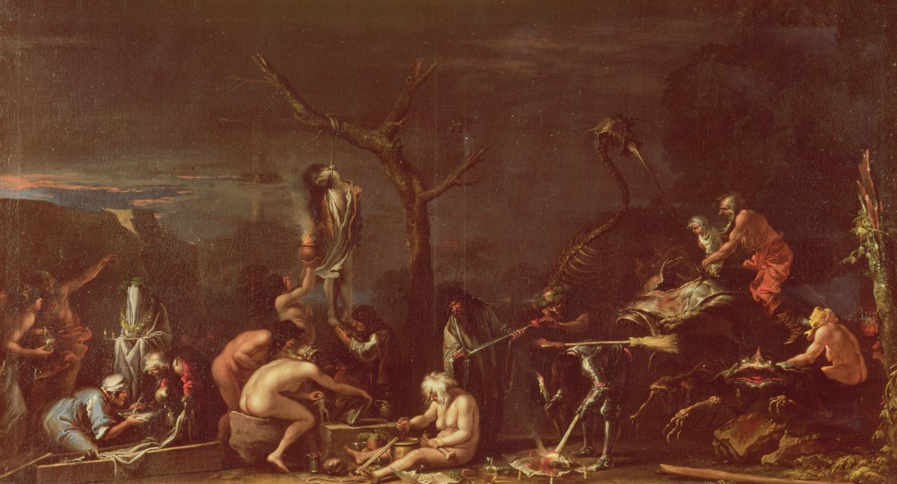 Noidien kohtaus (öljy kankaalle) tekijältä Salvator Rosa