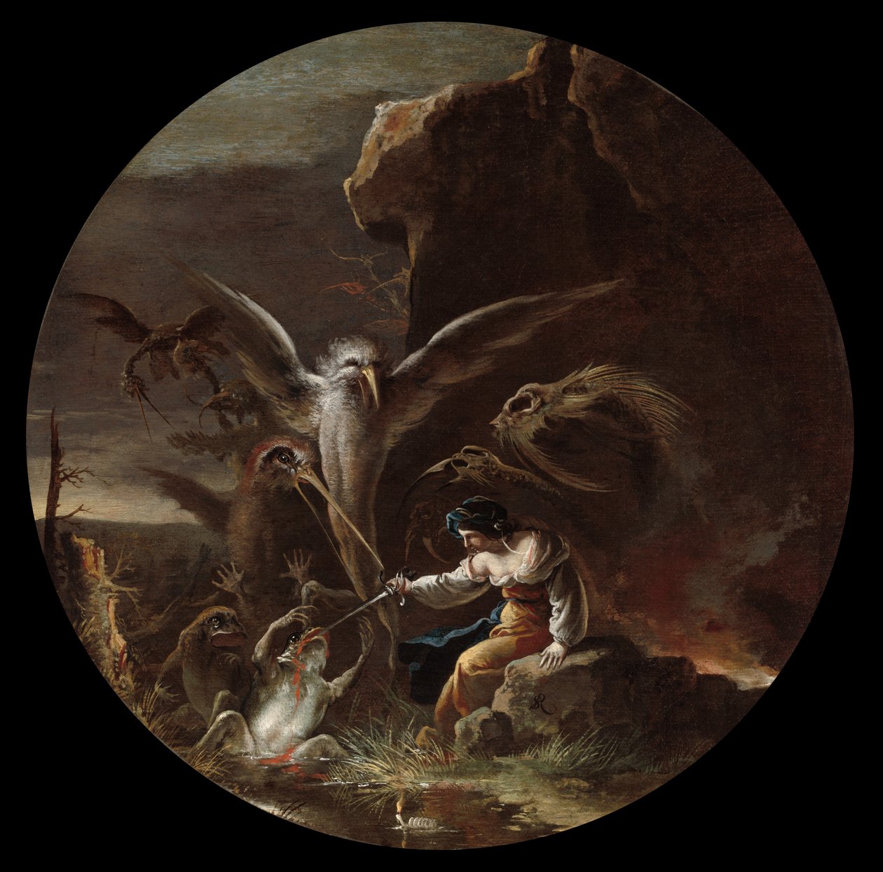 Noituuden kohtaukset: Aamu, n. 1645-1649 (öljy kankaalle) tekijältä Salvator Rosa