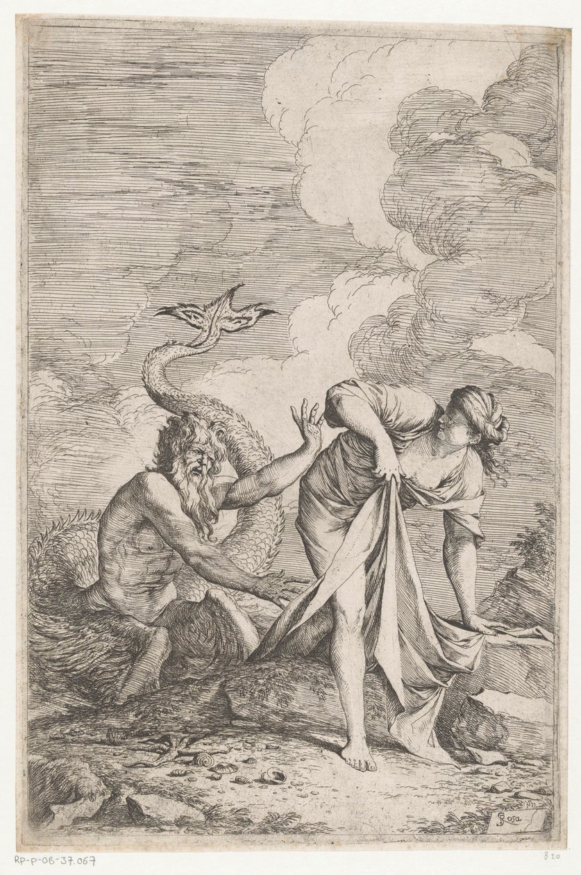 Scylla pakenee Glaucusta tekijältä Salvator Rosa