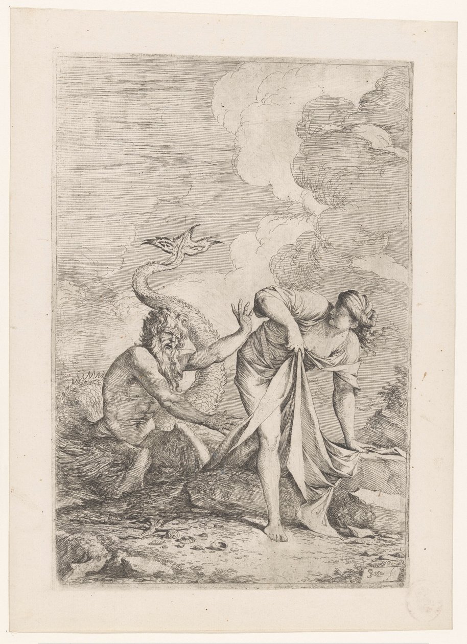 Scylla pakenee Glaucusta tekijältä Salvator Rosa