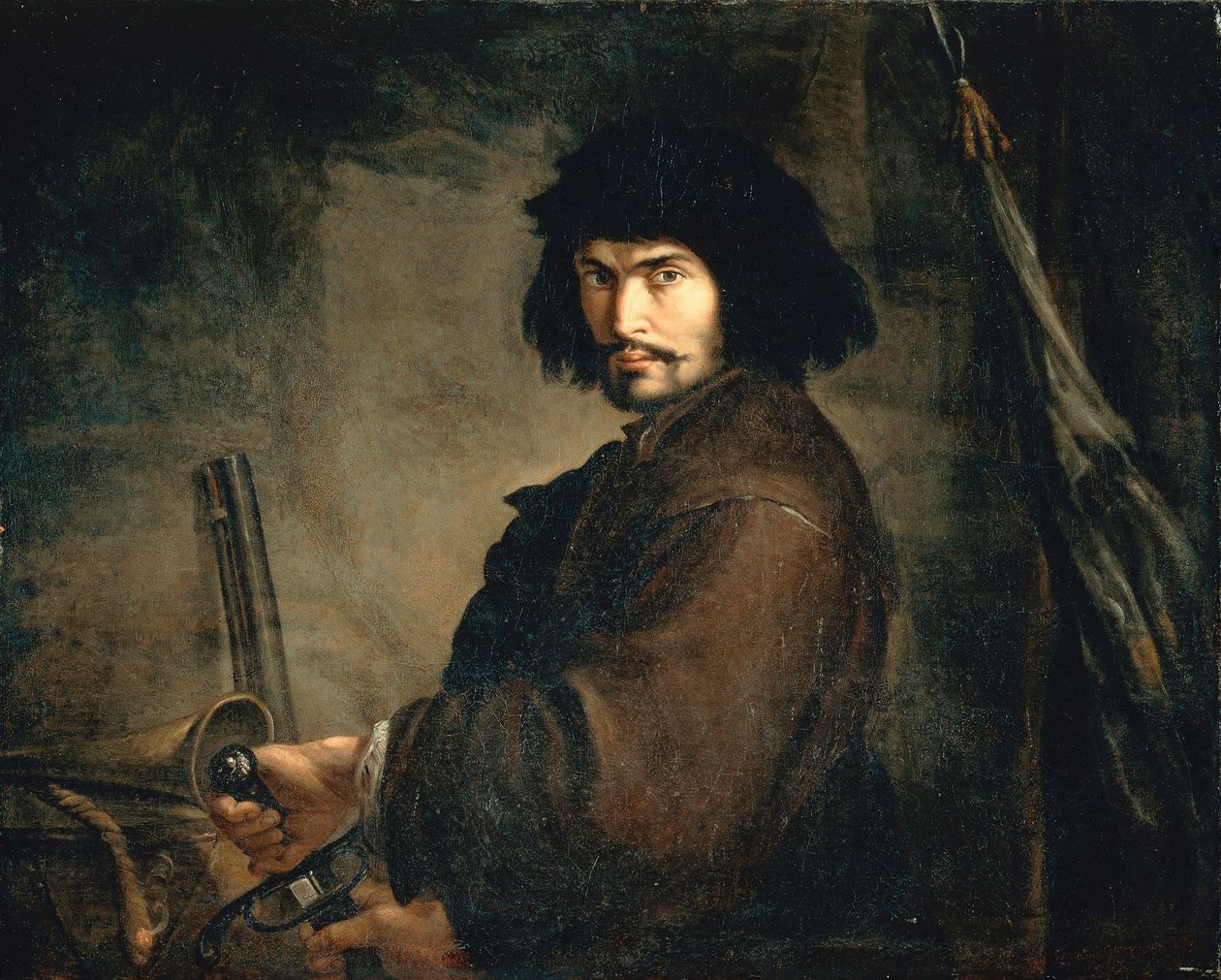 Omakuva soturiksi pukeutunut, Salvator Rosa (1615-1673), öljy kankaalle, 94x107 cm tekijältä Salvator Rosa