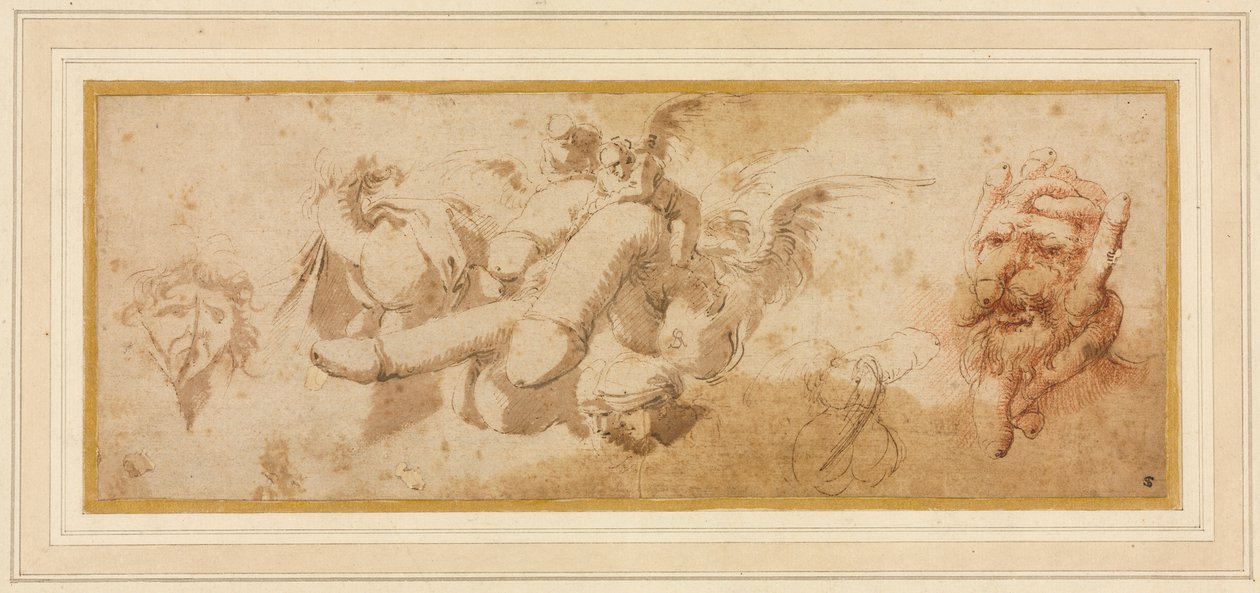 Sheet A Satiiriset tutkimukset (Amorini Riding Folly) tekijältä Salvator Rosa