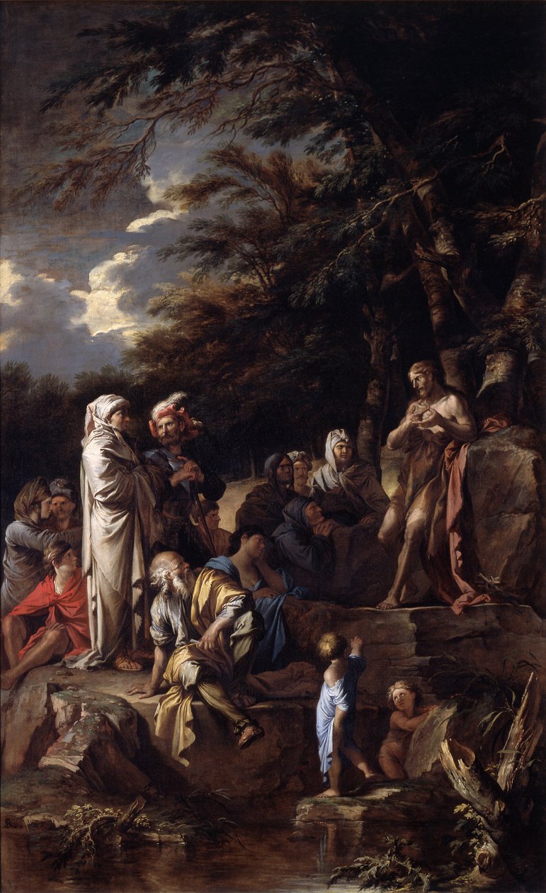 Johannes Kastajan saarna erämaassa, noin 1660 (öljy kankaalle). tekijältä Salvator Rosa