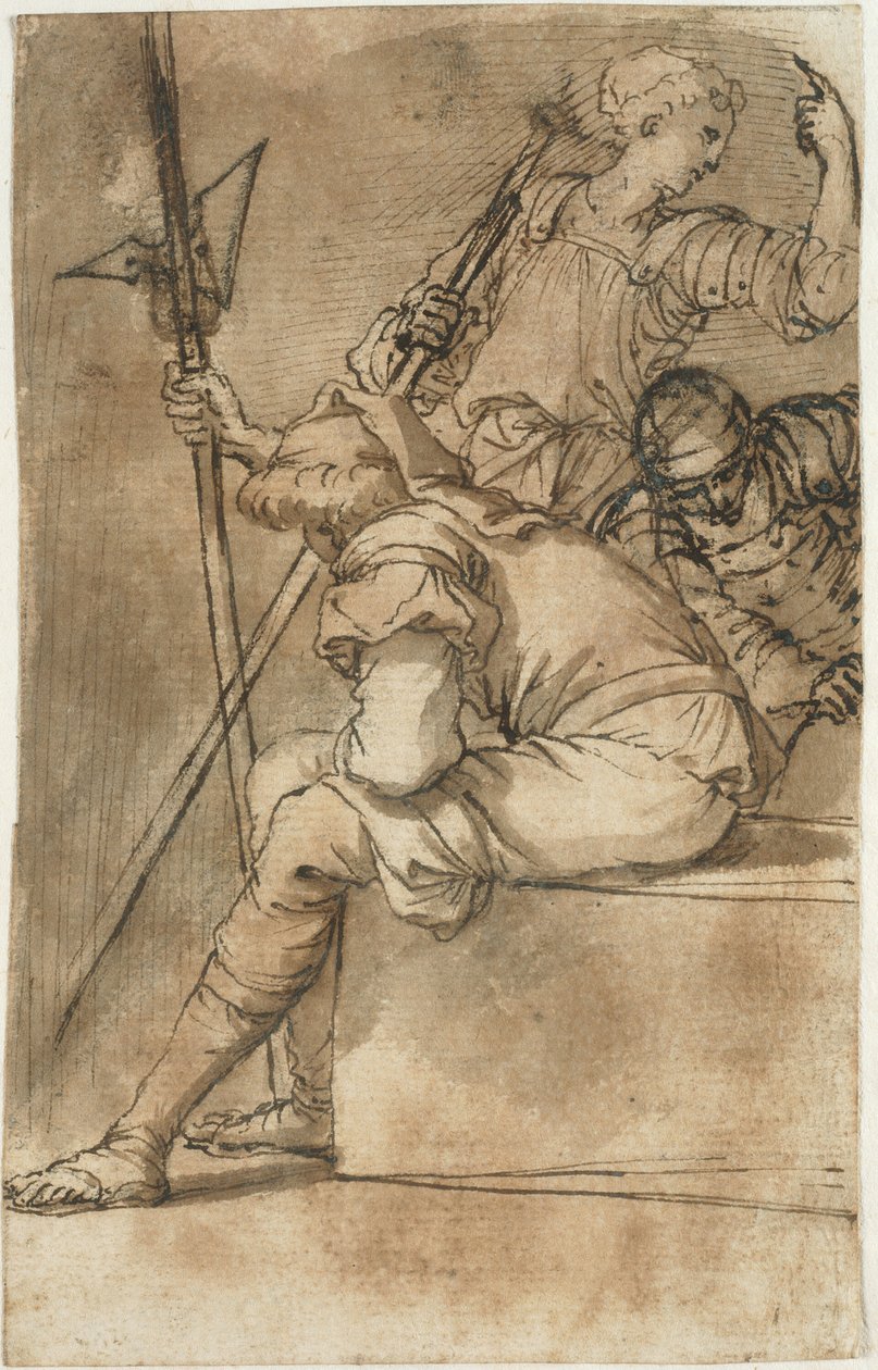 Kolme sotilasta lepäämässä tekijältä Salvator Rosa