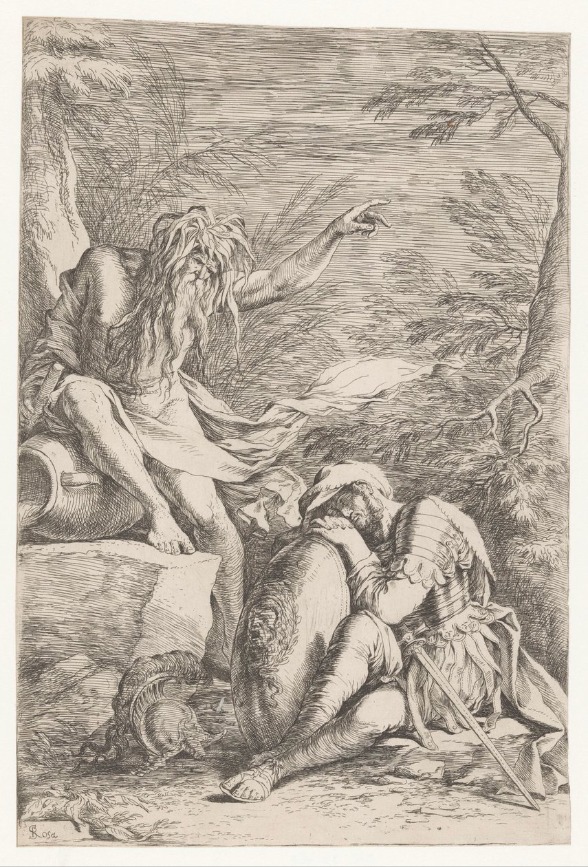 Tiberinus ilmestyy Aenealle tekijältä Salvator Rosa