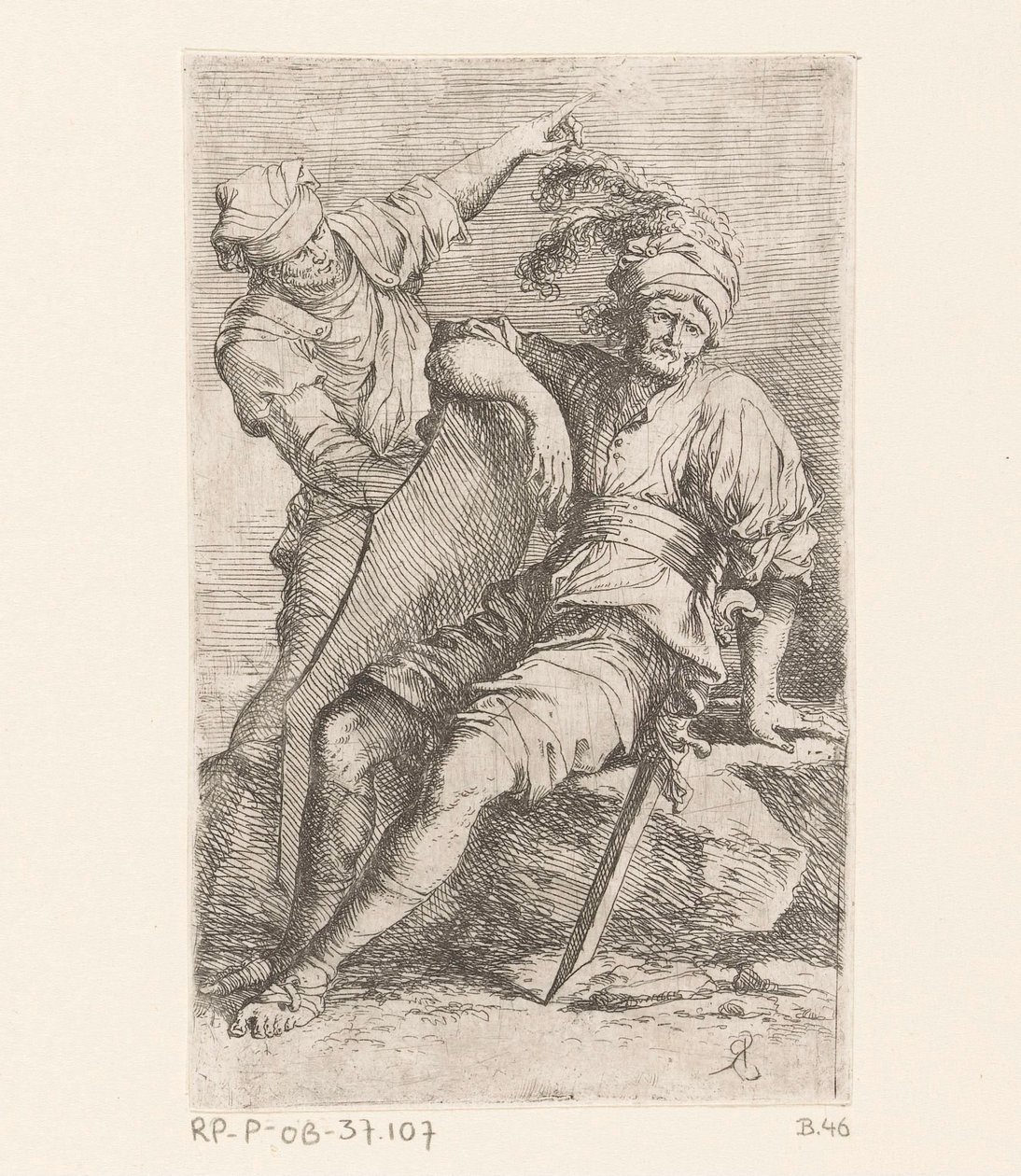 Kaksi sotilasta Pienet hahmot (sarjan nimi) Figuuri (sarjan nimi) tekijältä Salvator Rosa