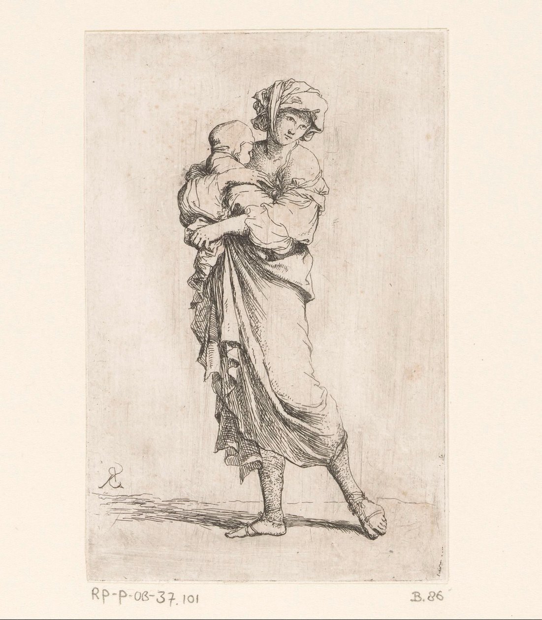 Nainen lapsen kanssa Pienet hahmot (sarjan nimi) Figuriini (sarjan nimi) tekijältä Salvator Rosa