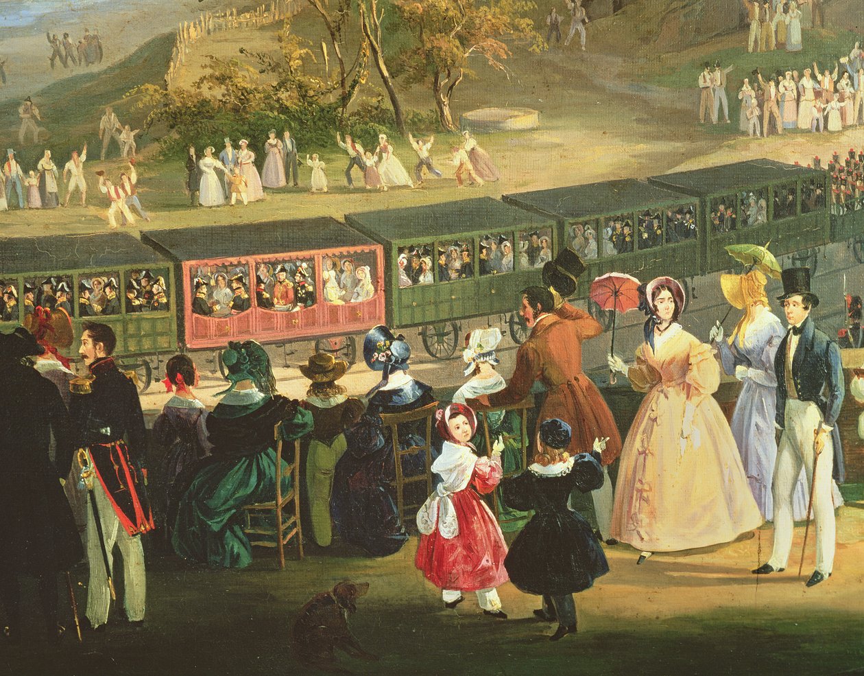 Napoli-Portici-rautatien avaaminen vuonna 1839 (yksityiskohta 20137) tekijältä Salvatore Fergola