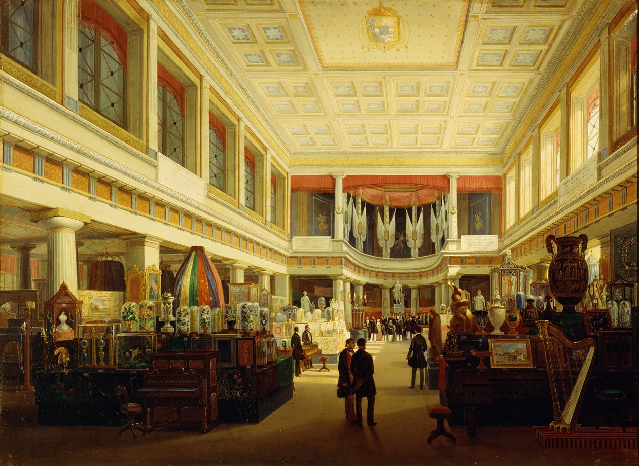 Ensimmäinen teollisuusnäyttely Napolissa Sala Tarsiassa vuonna 1854, Salvatore Fergola tekijältä Salvatore Fergola