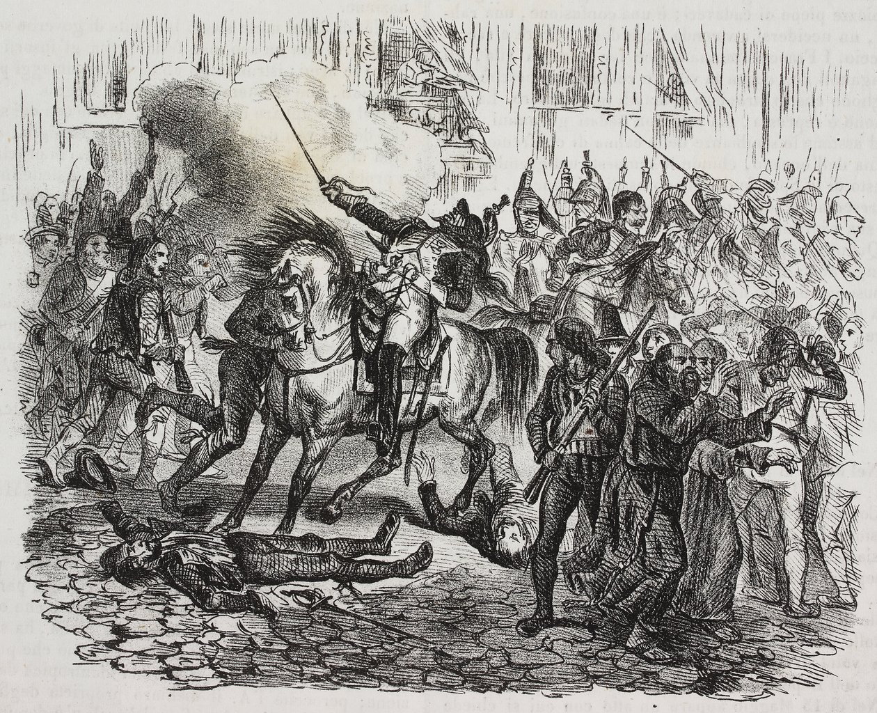 Madridin kapina, Salvatore Puglian litografia Cesare Malpican (1804-1848) Napoleonin historiasta, Poliorama Pittoresco, n:o 47, 1. heinäkuuta tekijältä Salvatore Puglia