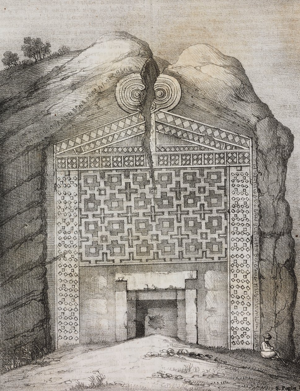 Midasin hauta, Midas Sehri, Turkki, Salvatore Puglian litografia Poliorama Pittorescosta, n:o 41, 18. toukokuuta tekijältä Salvatore Puglia