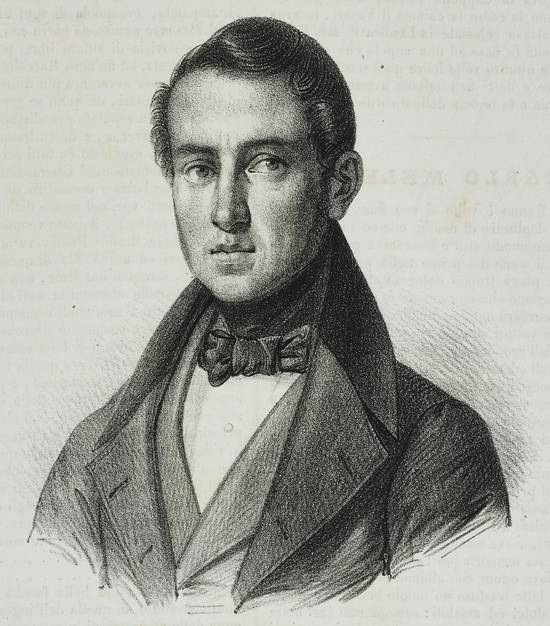 Retrato de Carlo Mele (1792-1841), litografia de Salvatore Puglia de Poliorama Pittoresco, n 15, 20 de novembro finlandês tekijältä Salvatore Puglia