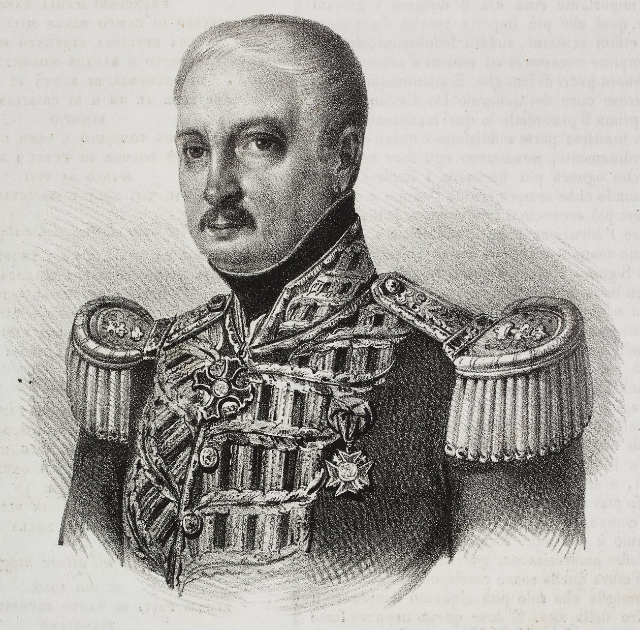 Retrato do marechal Francesco Maria Tanchi (1773-1843), litografia de Salvatore Puglia de Poliorama Pittoresco, n 46, 24 de junho finlandês tekijältä Salvatore Puglia