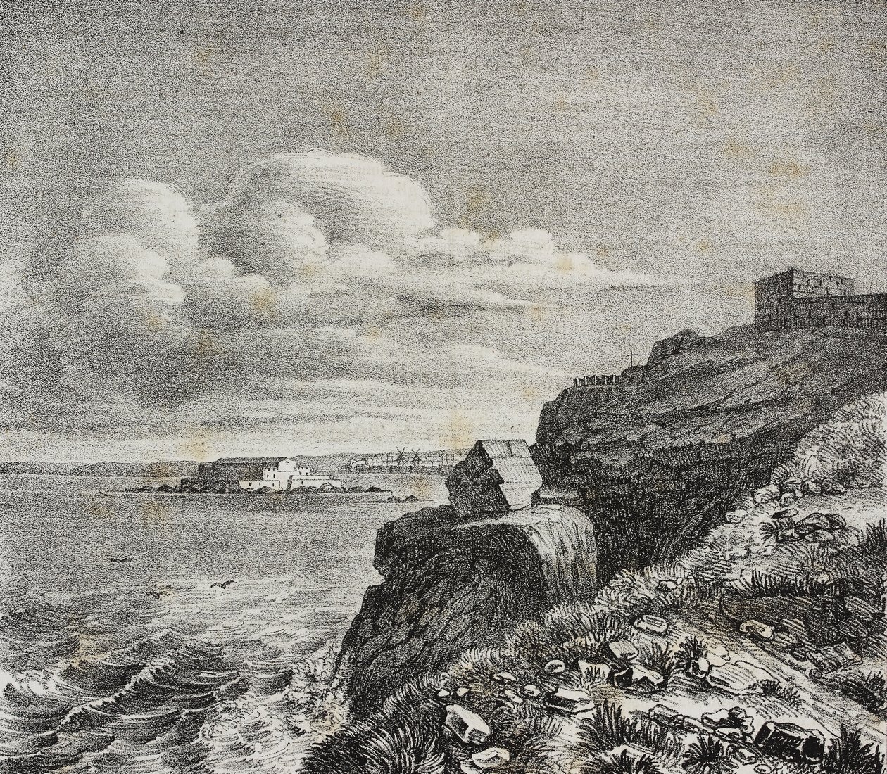 Francois-Rene de Chateaubriandin hauta Saint-Malossa, Ranskassa, Gaetano Riccion litografia Poliorama Pittorescosta, n:o 32, 18. maaliskuuta tekijältä Salvatore Puglia