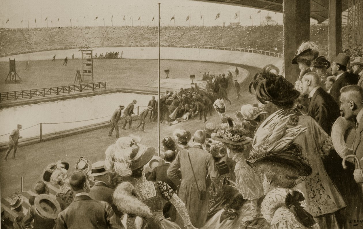 Marathon-kisan maali, olympialaiset, 1908 tekijältä Samuel Begg