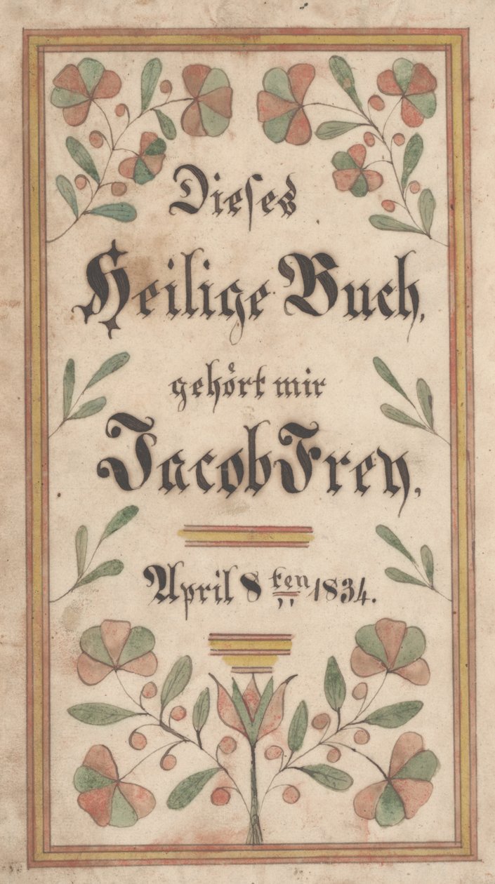 Kirjakilpi Jacob Freylle, 1834 (muste ja väri paperille) tekijältä Samuel Bentz