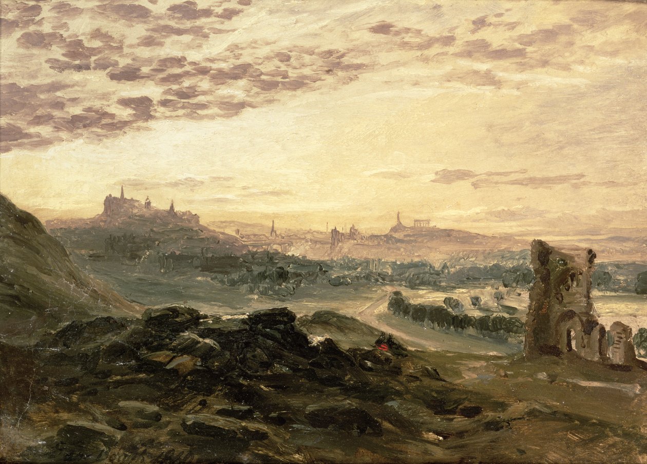 Panoraamanäkymä Edinburghiin tekijältä Samuel Bough