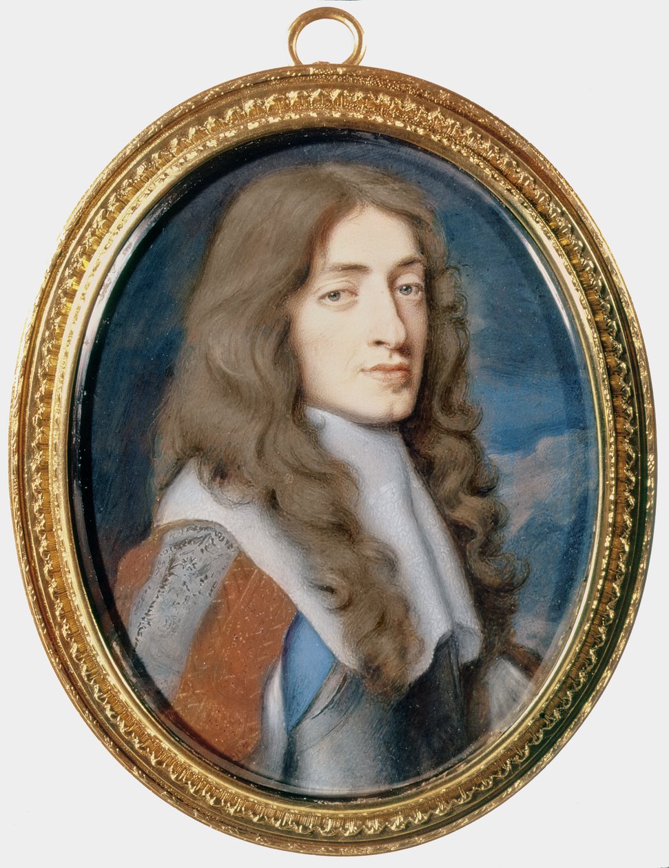 Miniatyyri James II:sta Yorkin herttuana, 1661 (guassi ja wc perunakalvolla) tekijältä Samuel Cooper