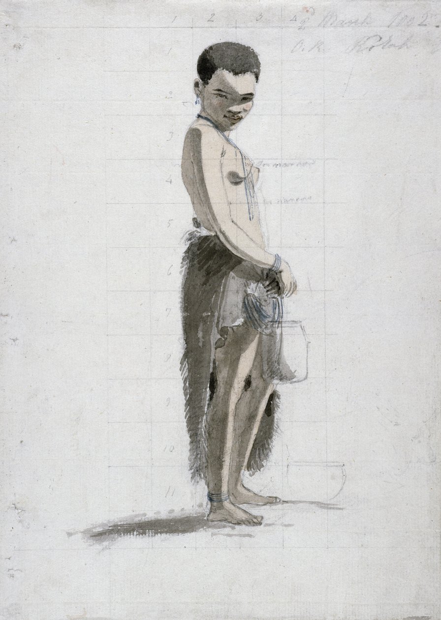 Korah Girl with a Jar, 1802 (wc ja grafiitti paperilla) tekijältä Samuel Daniell