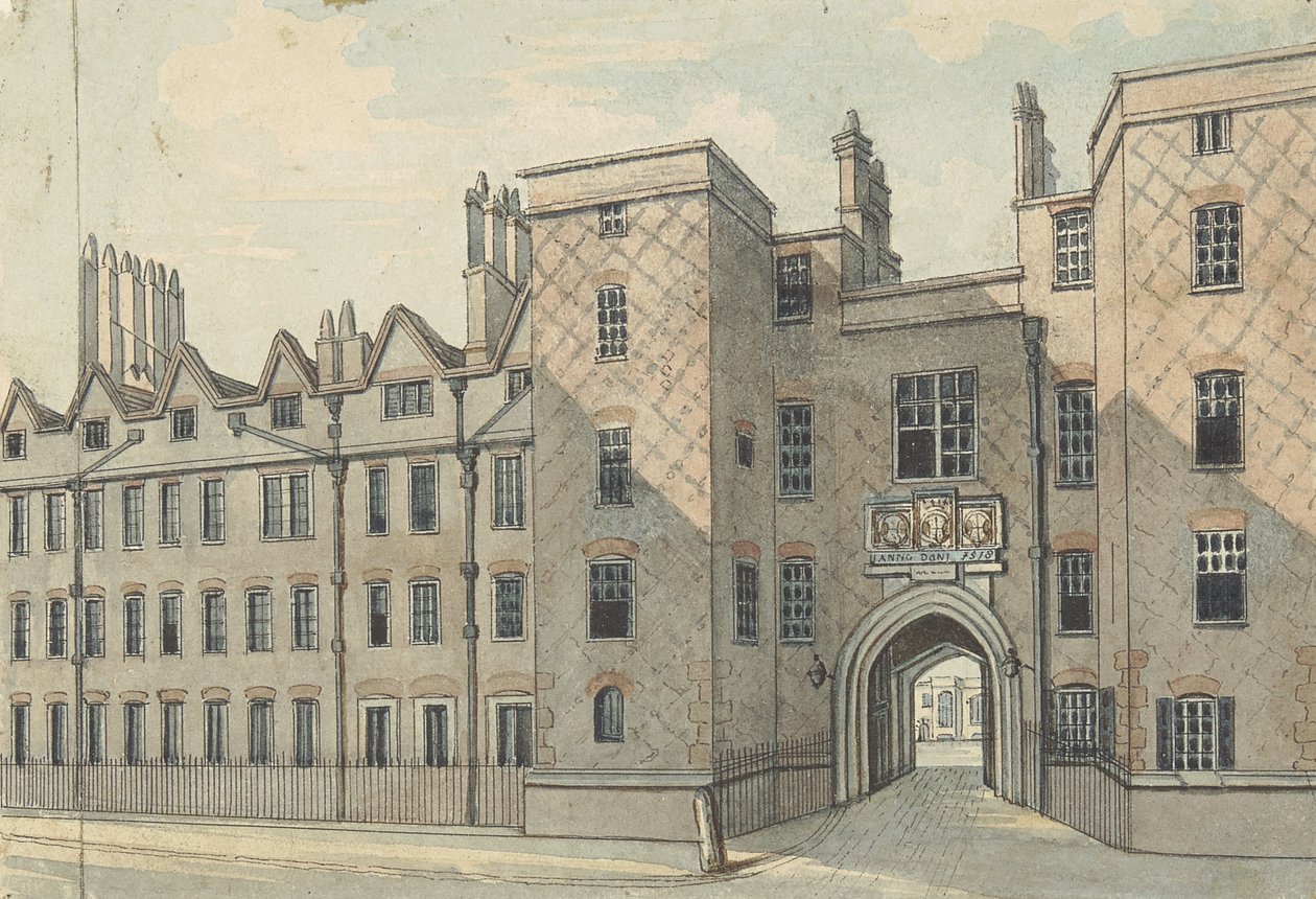 Lincolns Inn Gate (wc kynällä ja musteella grafiitin päällä paperilla) tekijältä Samuel Ireland