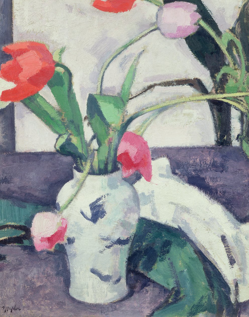 Asetelma: tulppaanit Kiinan Vase, 1924 tekijältä Samuel John Peploe