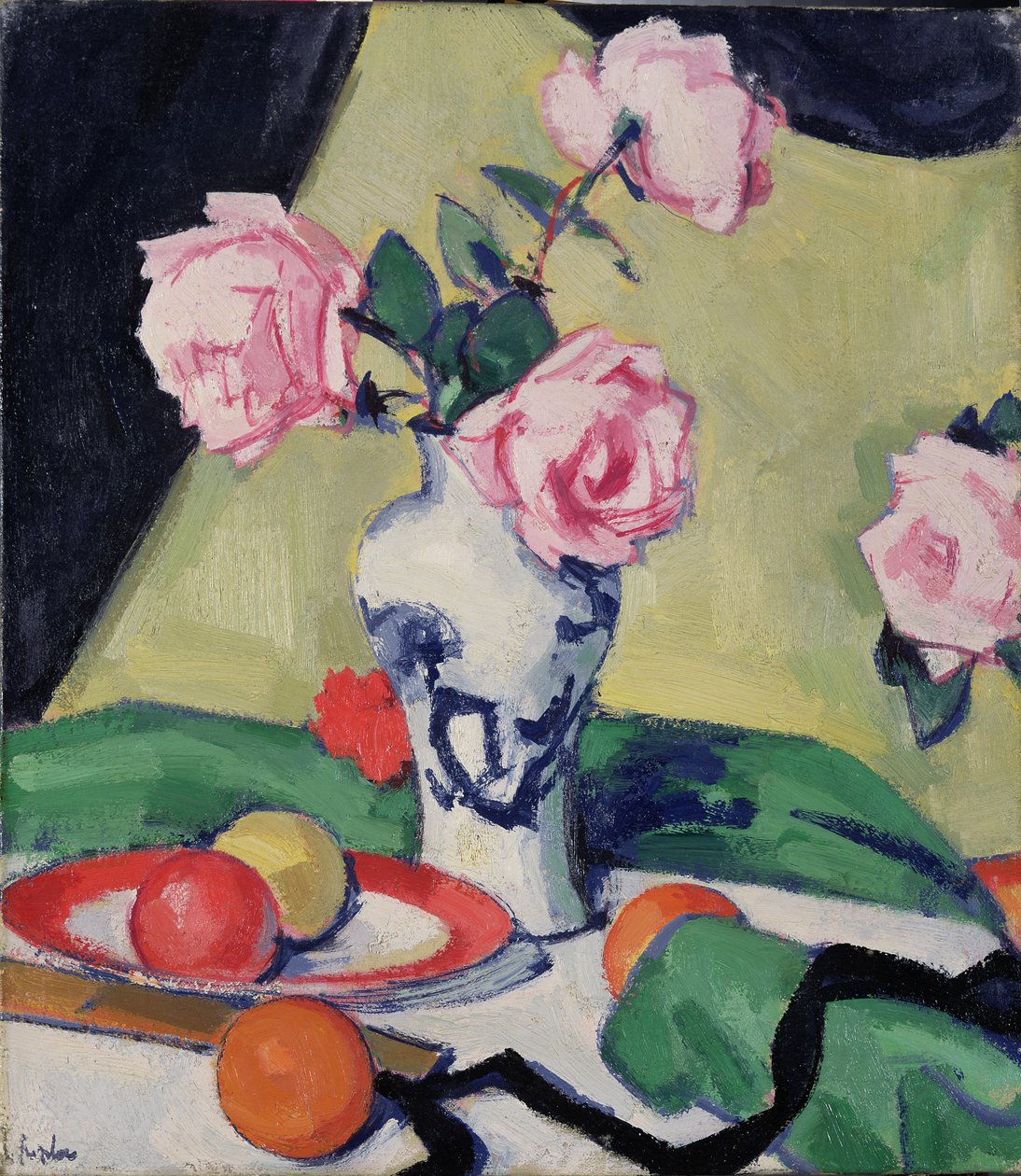 Asetelma japanilaisen purkin ja ruusujen kanssa, n. 1919 tekijältä Samuel John Peploe