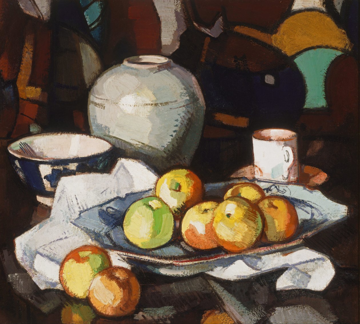 Asetelma- omenat ja purkki tekijältä Samuel John Peploe