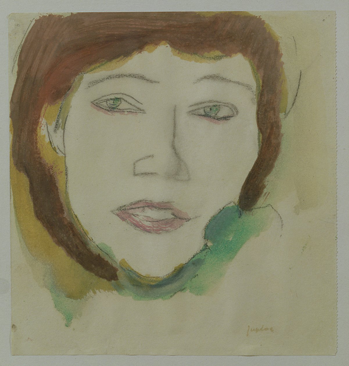 Taiteilijan vaimo, Margaret, n. 1906 (kynä ja öljy paperille) tekijältä Samuel John Peploe