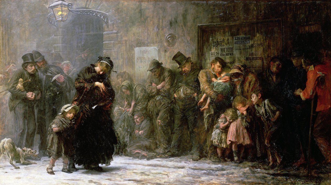 Satunnaiselle osastolle pääsyä hakevat, 1874 tekijältä Samuel Luke Fildes