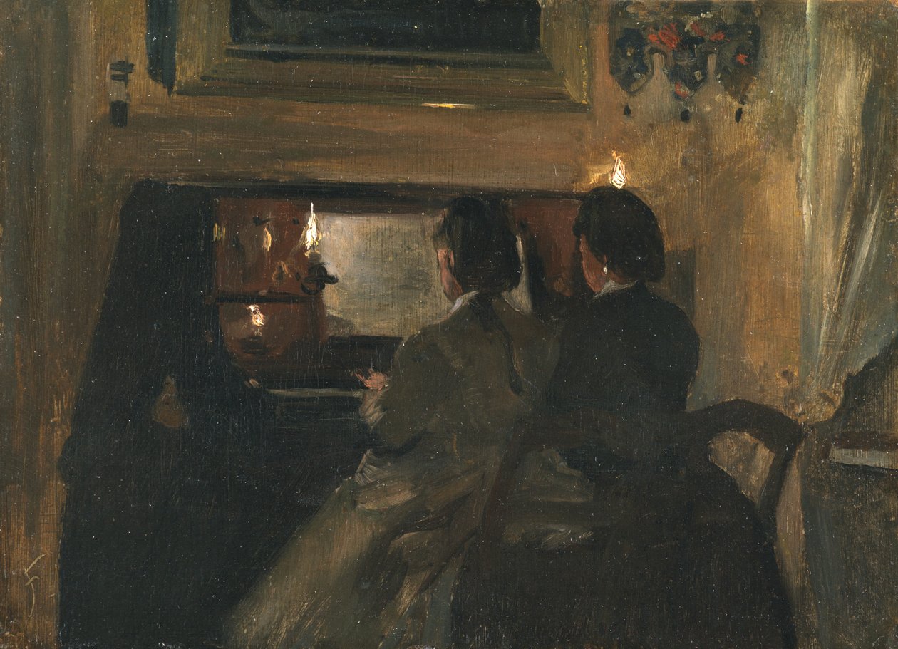 Duet (öljy paperille asetetut päälle board) tekijältä Samuel Luke Fildes